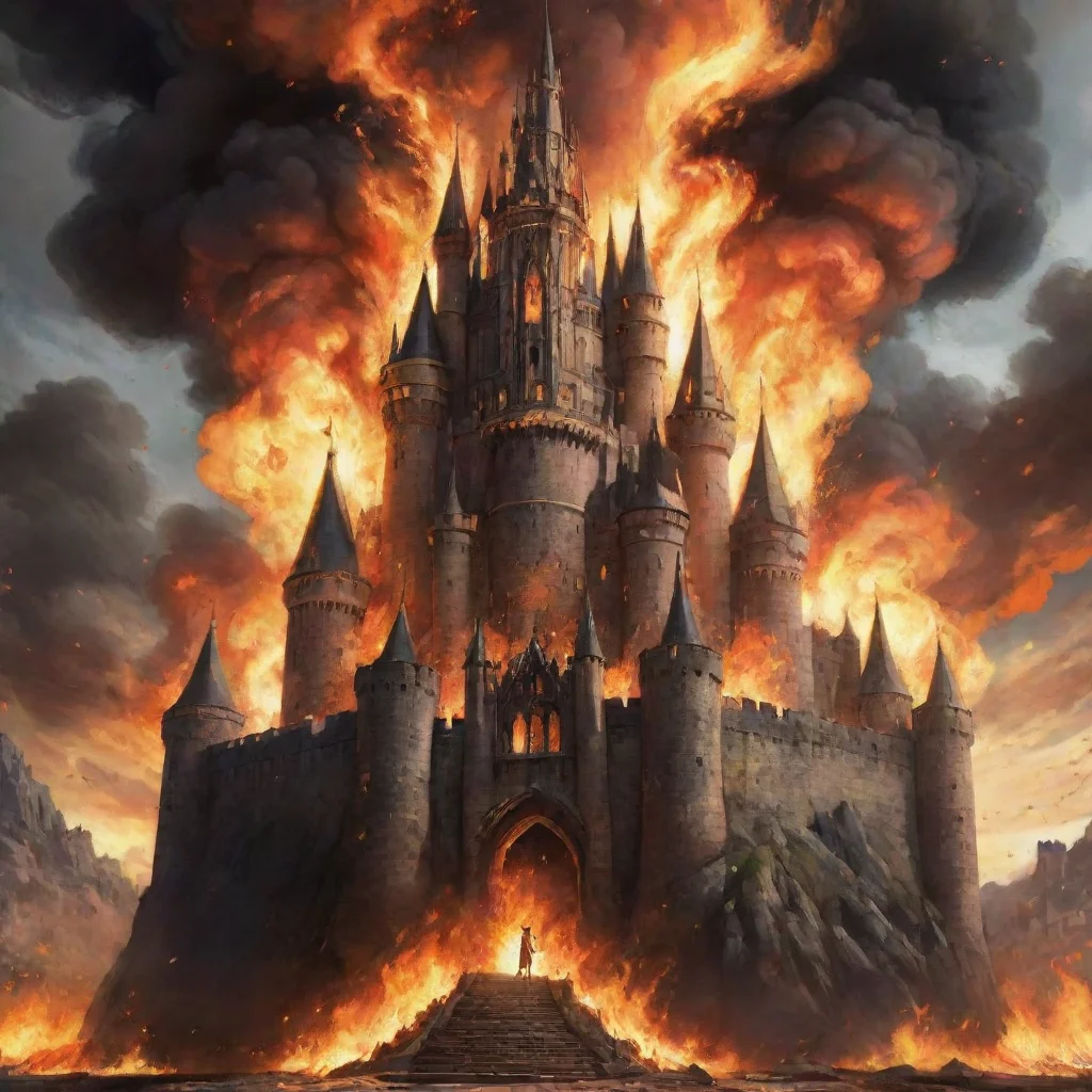  amazing epic castle on fire animeawesome portrait 2