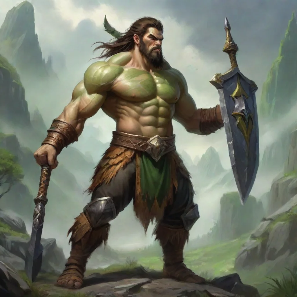 ai amazing epic character strong warrior greenstone spear fearsome hd wow awesome portrait 2 landscape43
