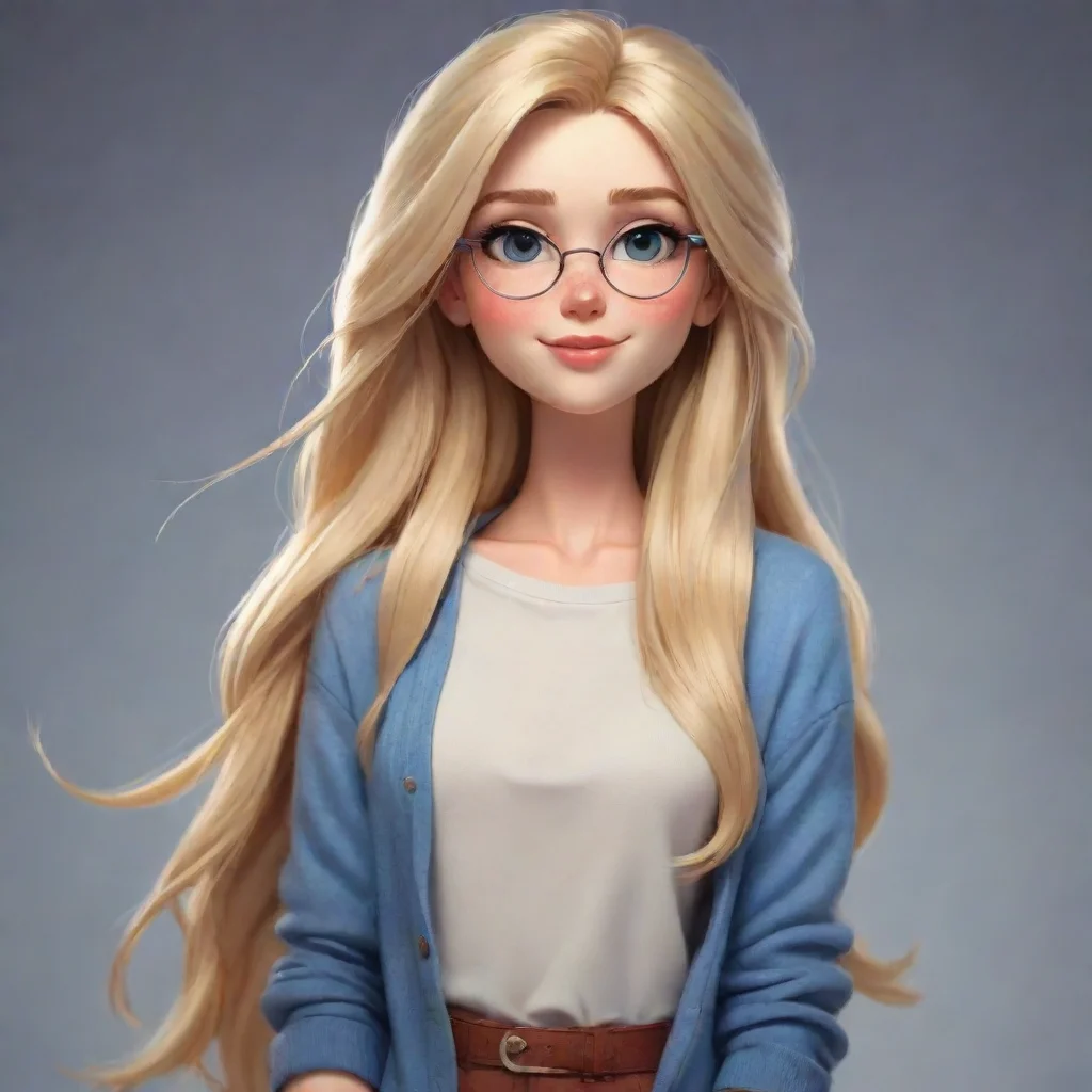 ai amazing epic female character long blonde hair ontop hipster good looking guy clear clarity detail cosy realistic cartoo