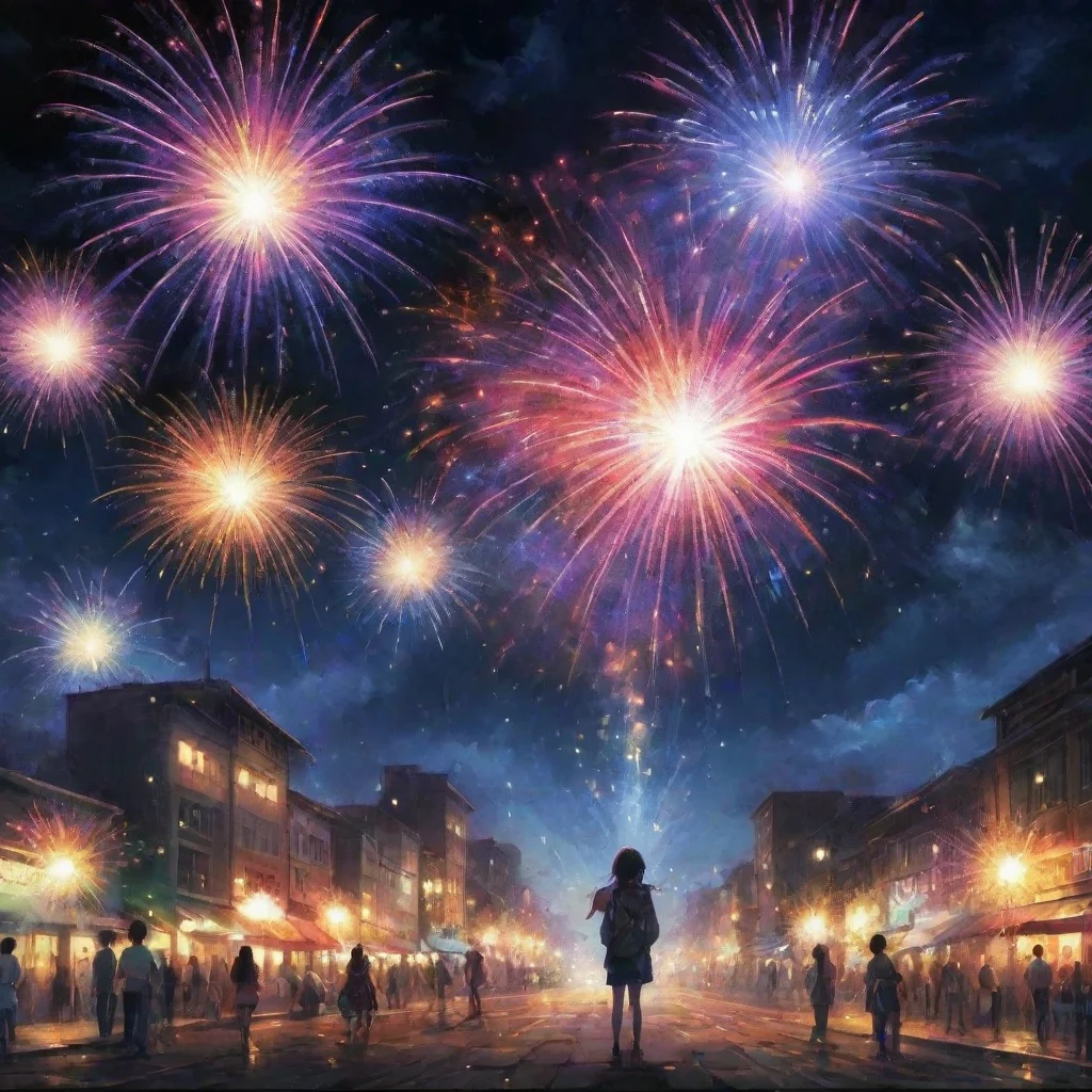 ai amazing epic lovely artistic fireworks in the night anime wonderful detailed asthetic awesome portrait 2 wide