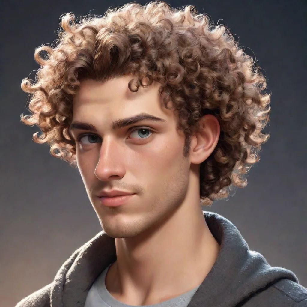 ai amazing epic male character curly top hair good looking guy clear clarity detail cosy realistic cartoon shaved hair shav