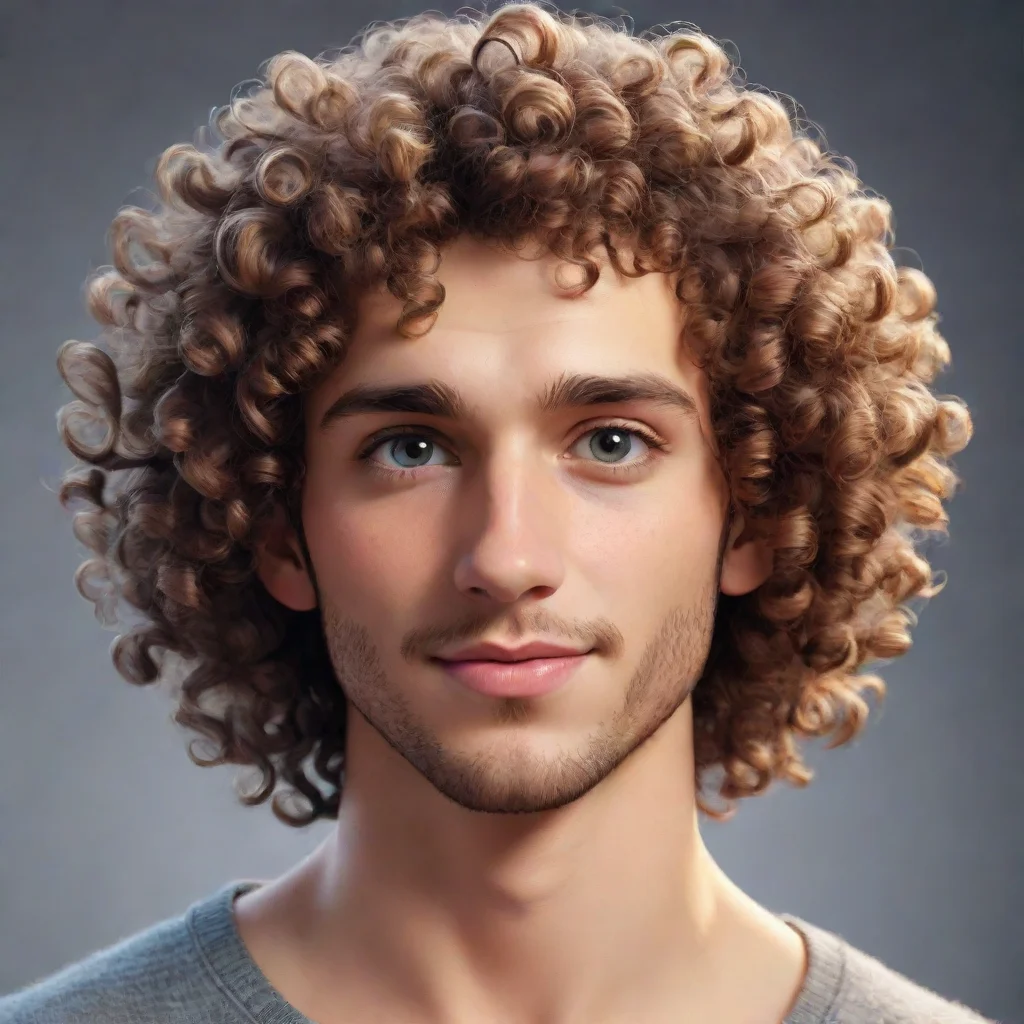  amazing epic male character curly top hair good looking guy clear clarity detail cosy realistic cartoonawesome portrait 