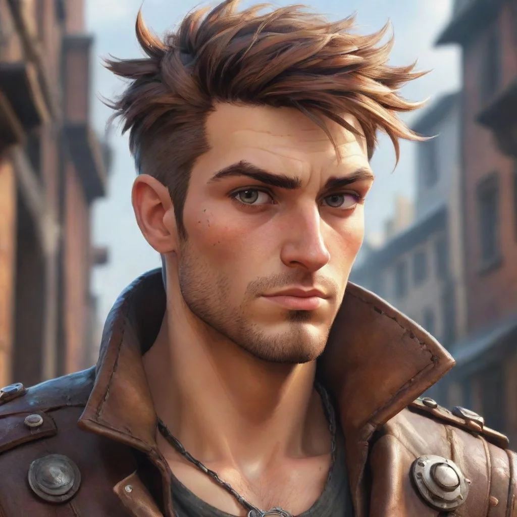 ai amazing epic male character stampunk good looking guy clear clarity detail cosy realistic cartoonawesome portrait 2