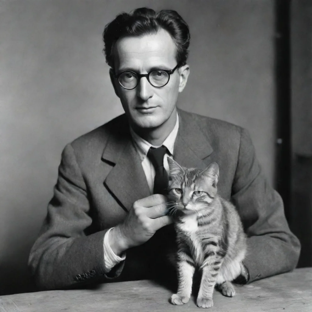 ai amazing erwin schrodingerpetting a cat awesome portrait 2 tall