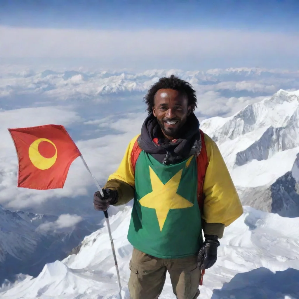 ai amazing ethiopian on top of mount everest with a japanese flag awesome portrait 2