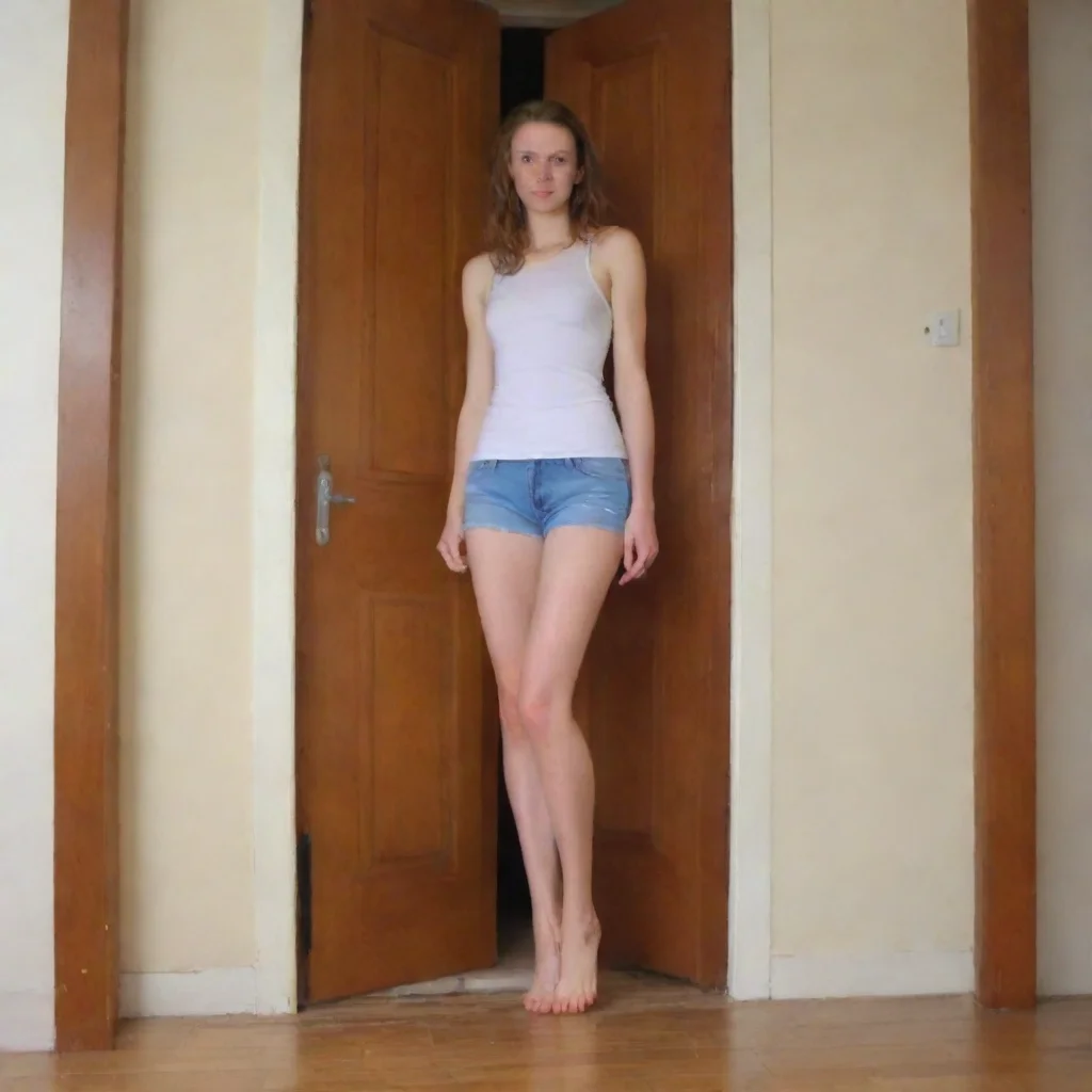  amazing extremely tall girl ducking through a door awesome portrait 2