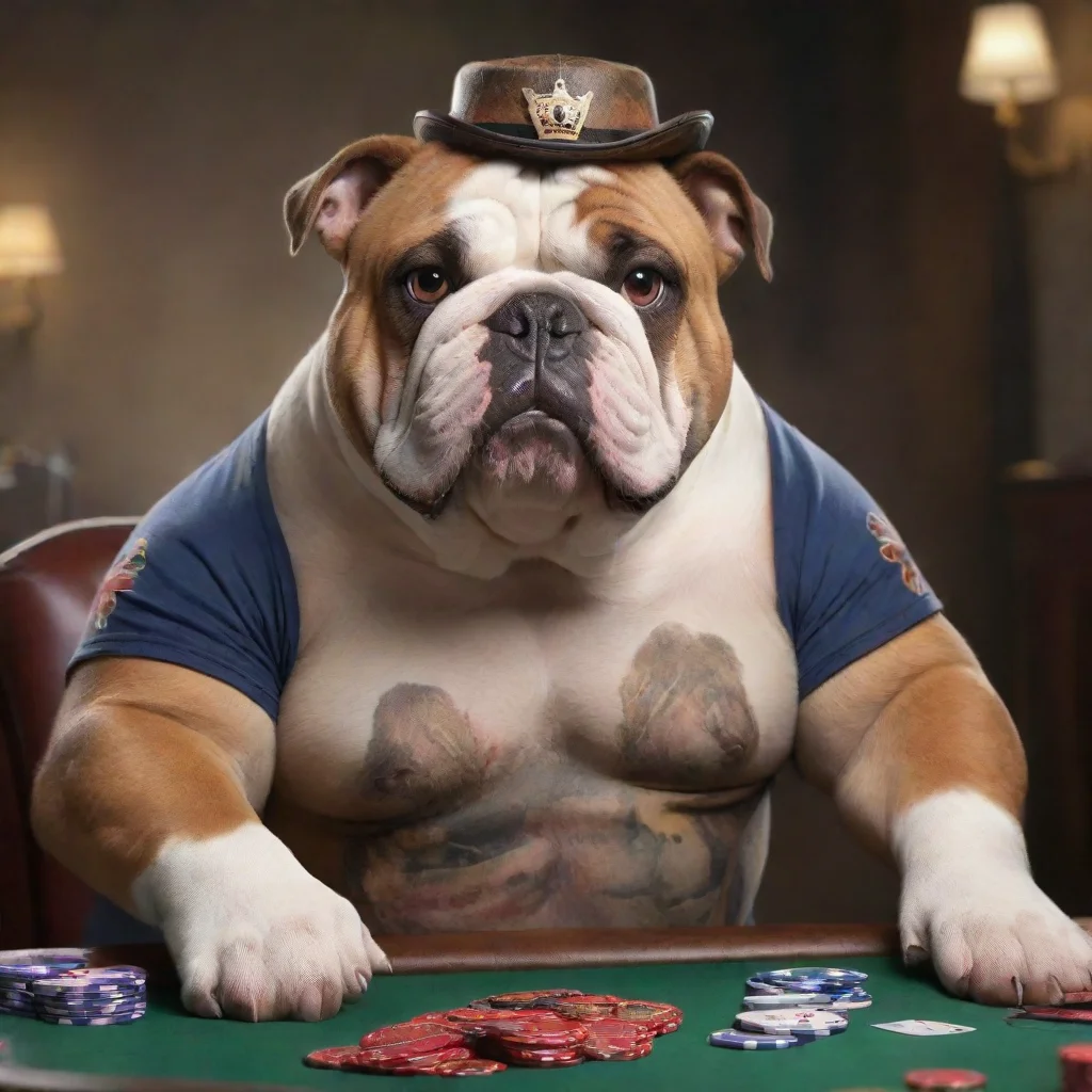 ai amazing fantasy british bulldog playing poker with union shirt awesome portrait 2