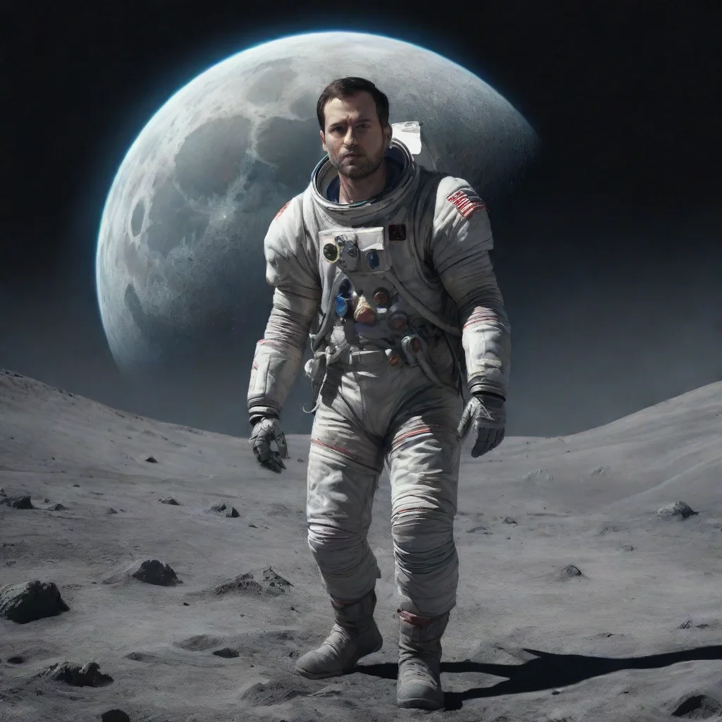 ai amazing fantasy character man walking on the moon awesome portrait 2