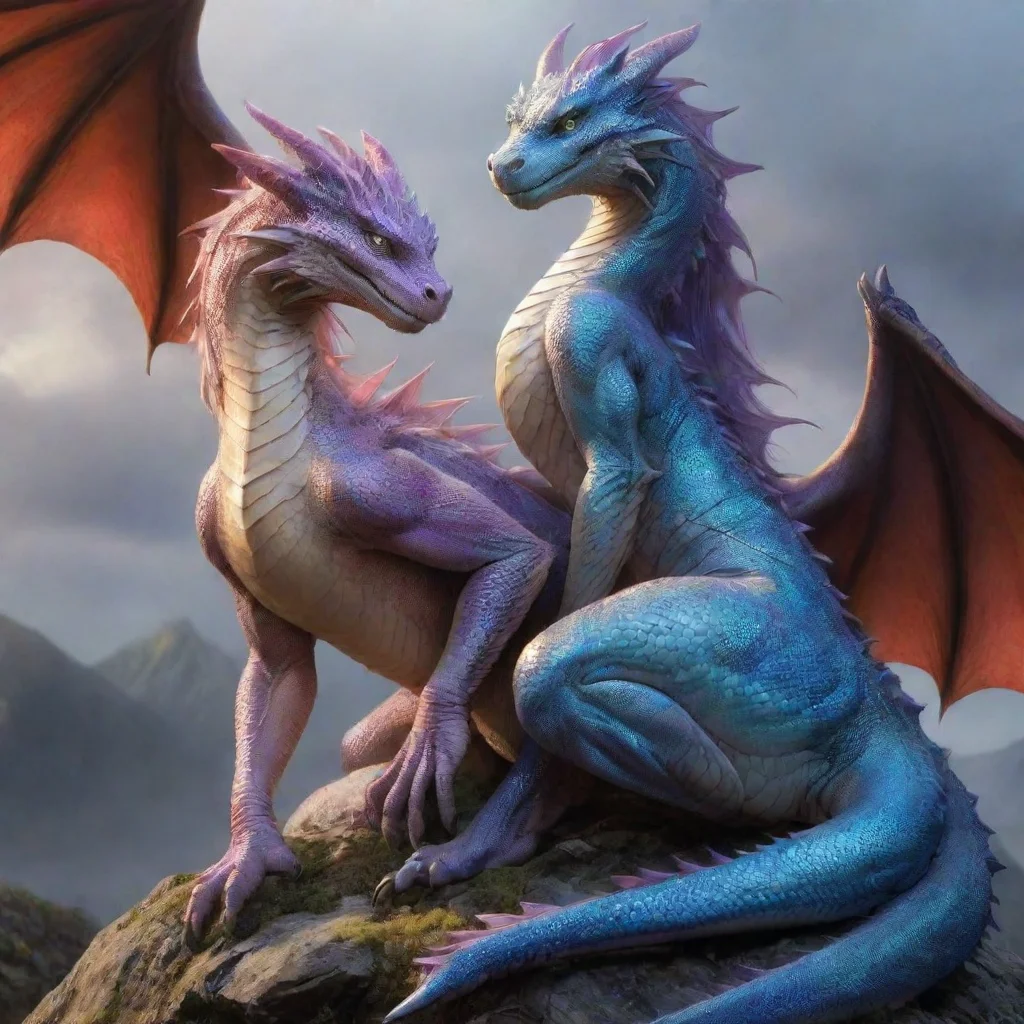 ai amazing female dragoness sitting on top of another female dragoness awesome portrait 2