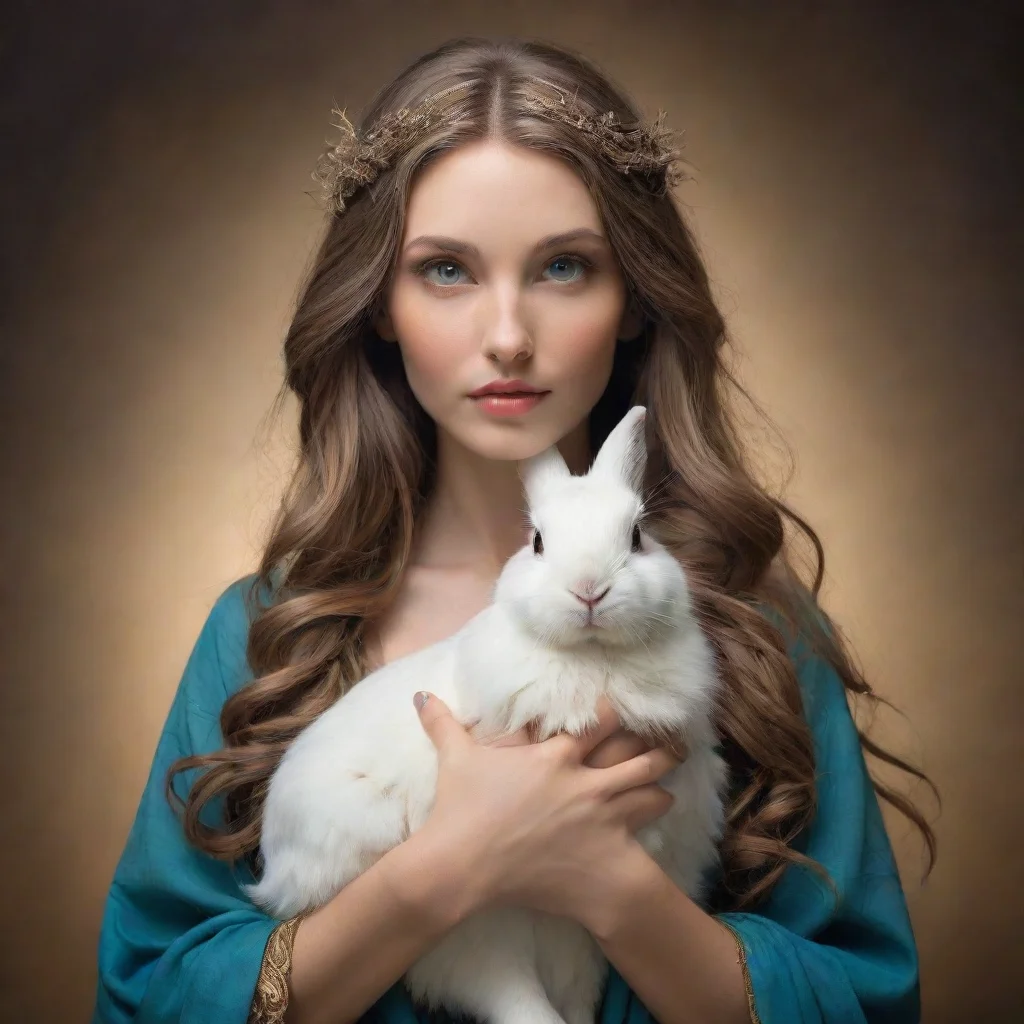 amazing female goddess holding a rabbitawesome portrait 2