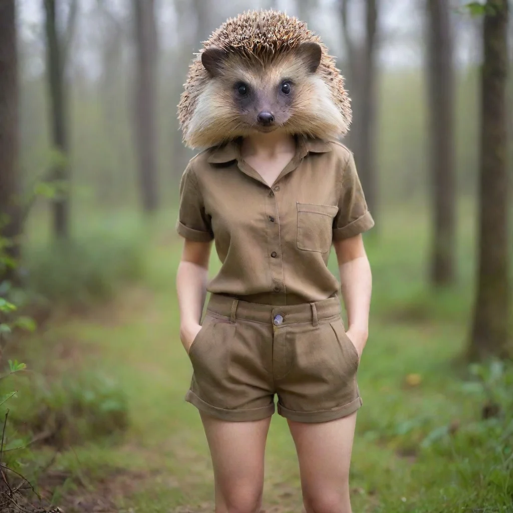  amazing female human like hedgehog short trousers awesome portrait 2