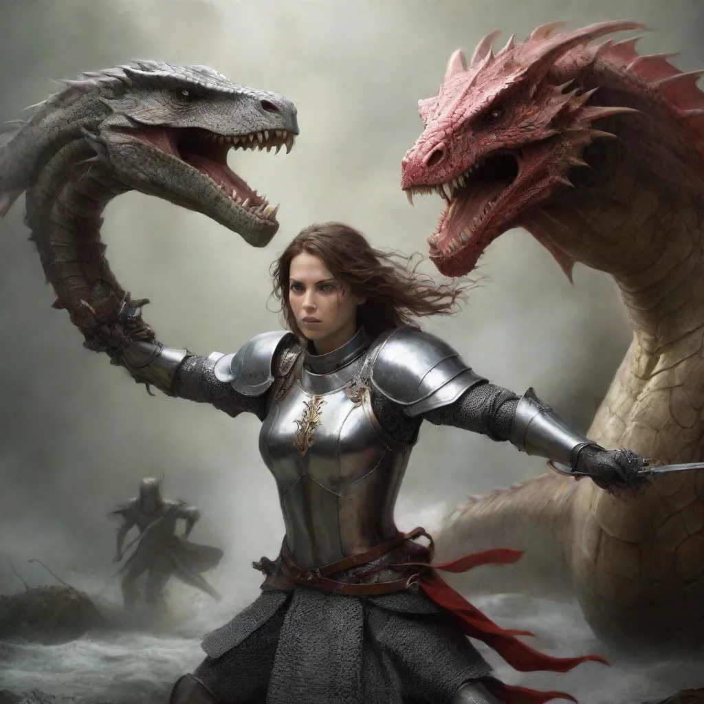 ai amazing female knight fighting a hydraawesome portrait 2