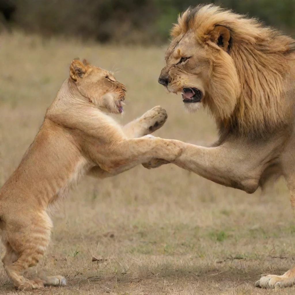 amazing fight between cat and lion awesome portrait 2