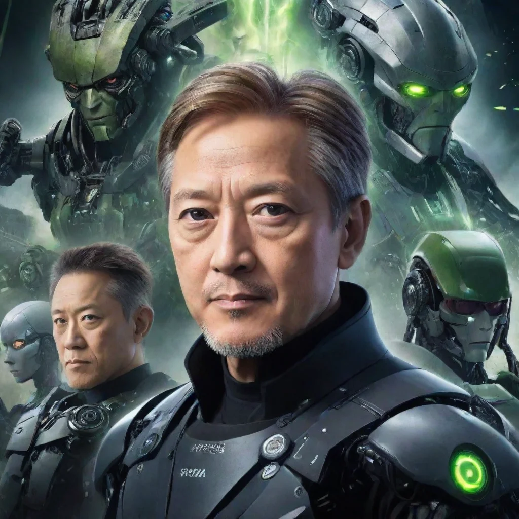 ai amazing film poster fantasy style anime cartoon movie poster characters nvidia jensen huang movie poster presidents robo