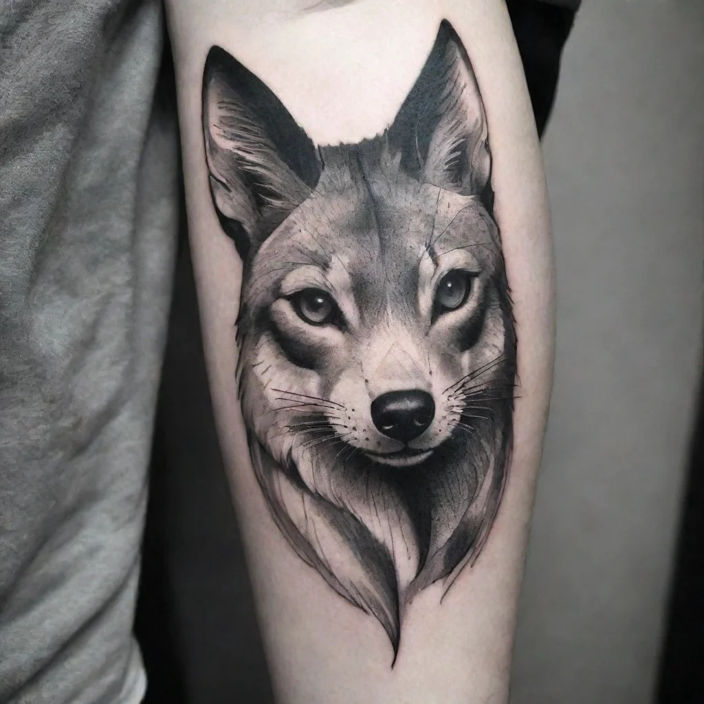 ai amazing fine line black and white tattoo animal awesome portrait 2
