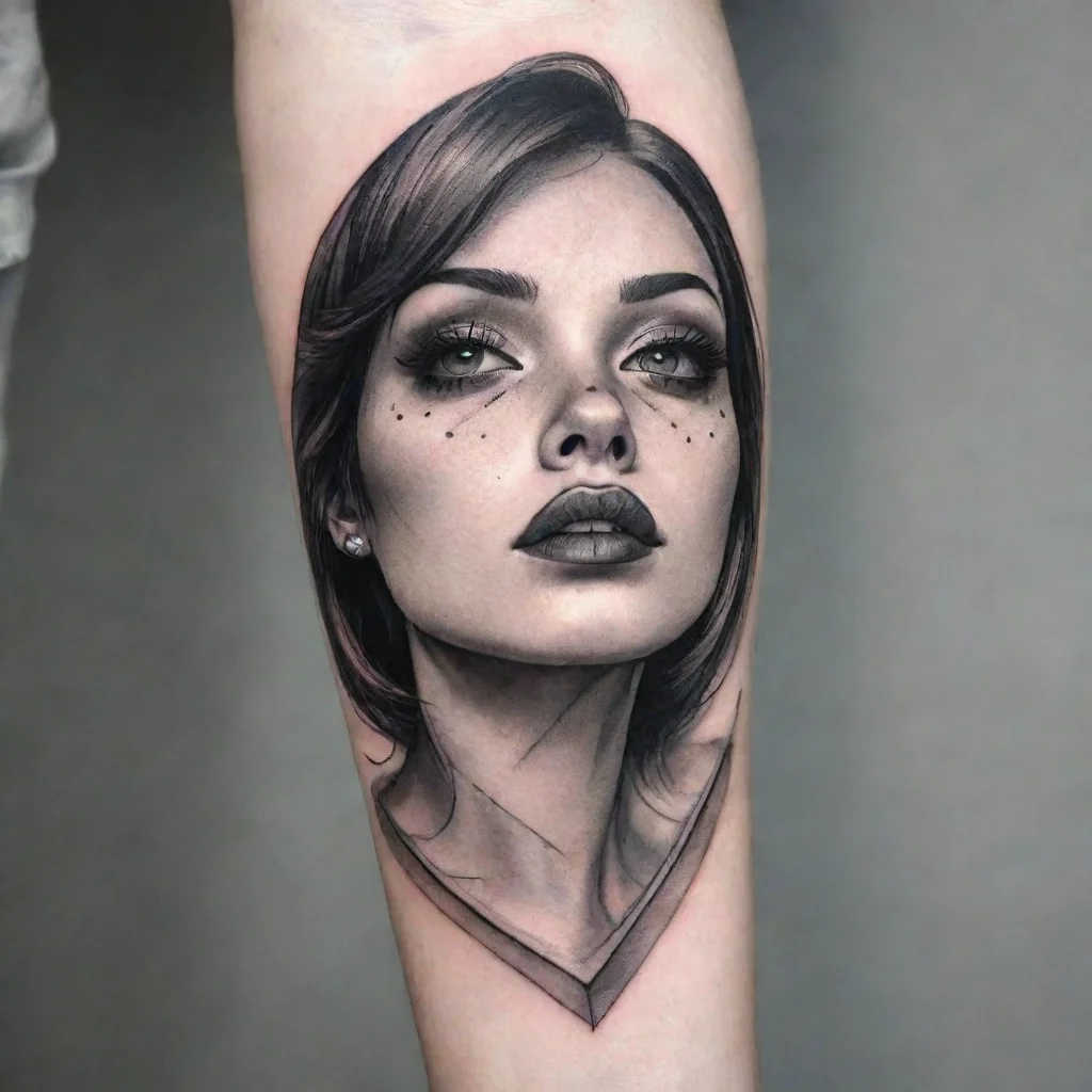 ai amazing fine line black and white tattoo awesome portrait 2