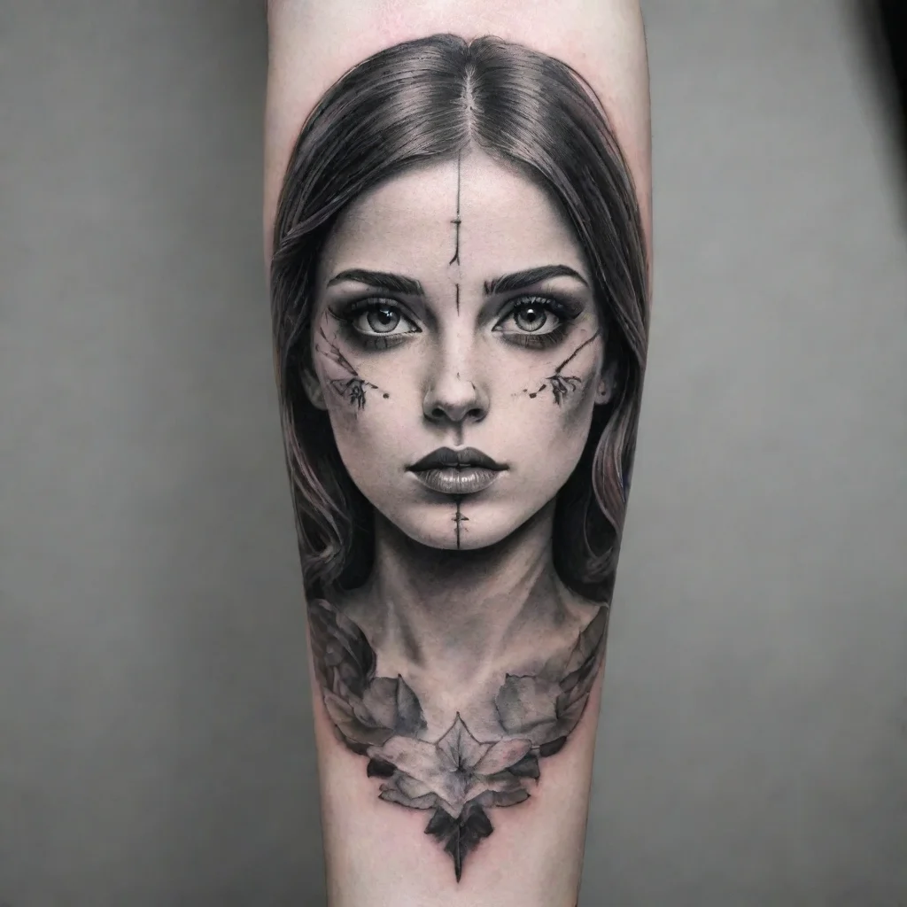  amazing fine line black and white tattoo cinematic awesome portrait 2