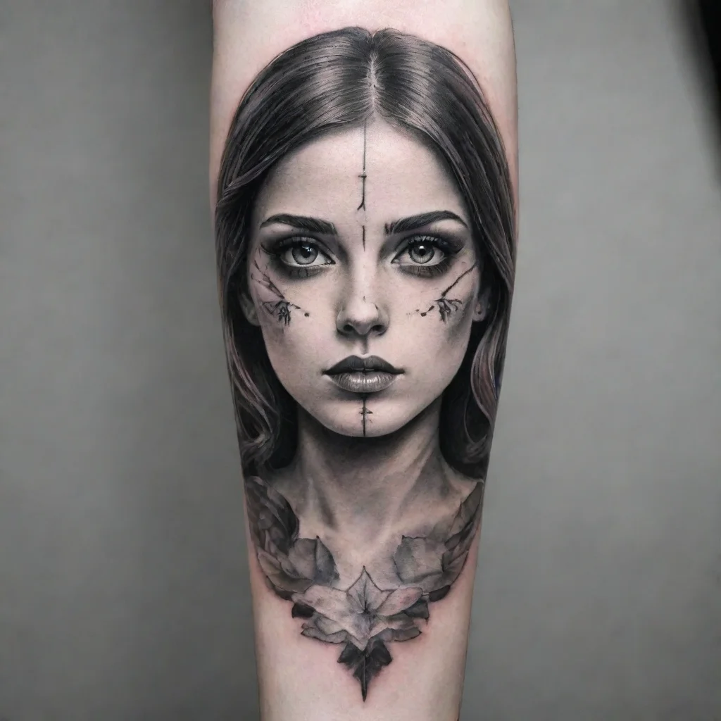ai amazing fine line black and white tattoo cinematic awesome portrait 2