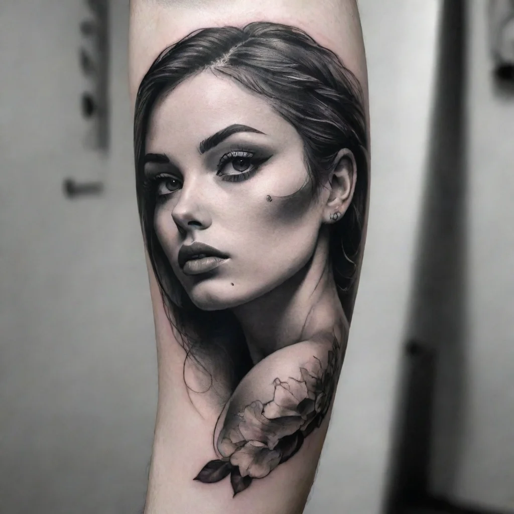  amazing fine line black and white tattoo dramatic awesome portrait 2