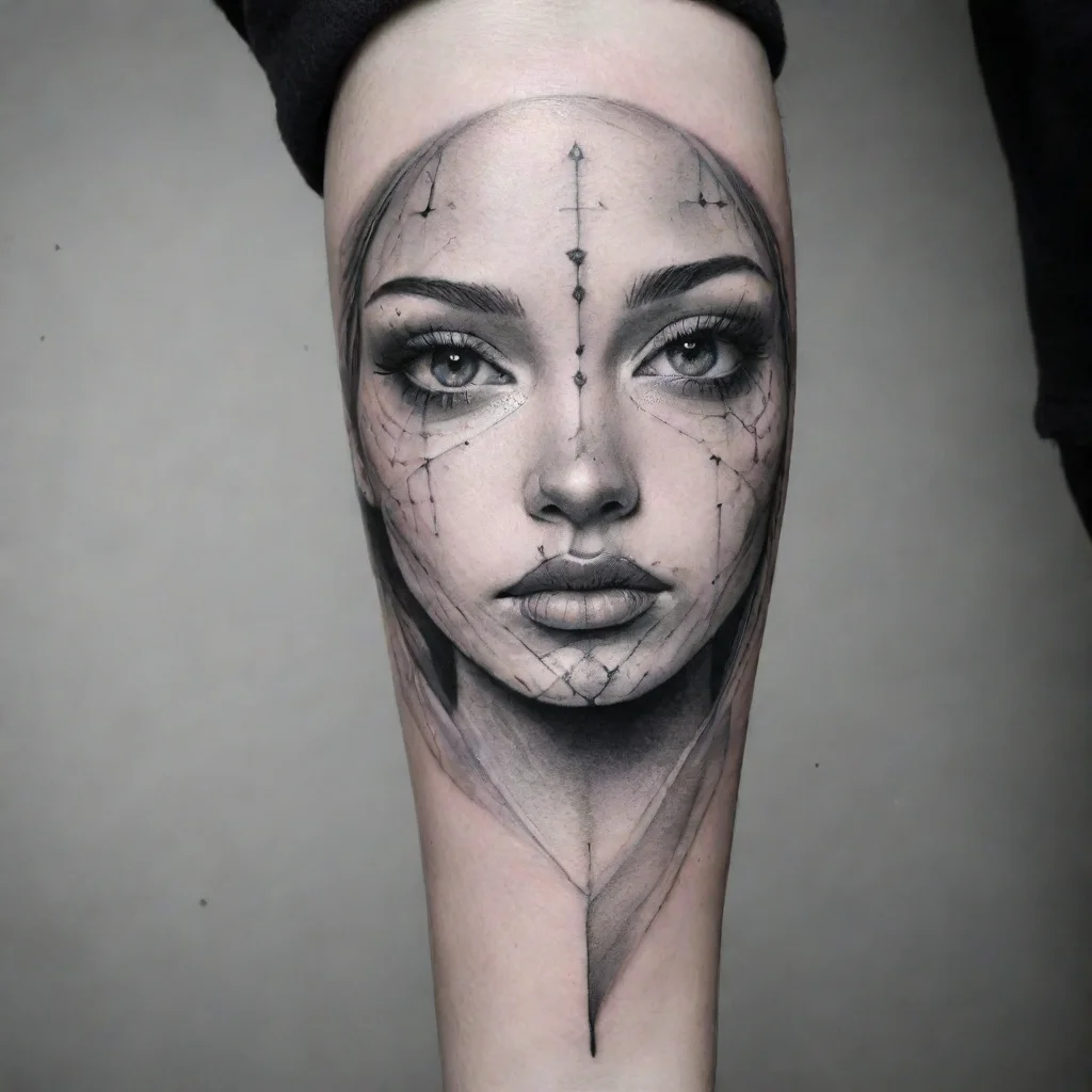 amazing fine line black and white tattoo face awesome portrait 2