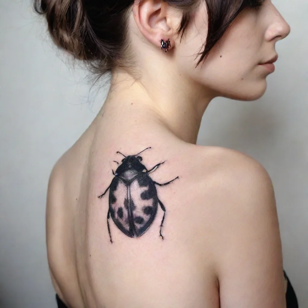 ai amazing fine line black and white tattoo minimalistic ladybug awesome portrait 2