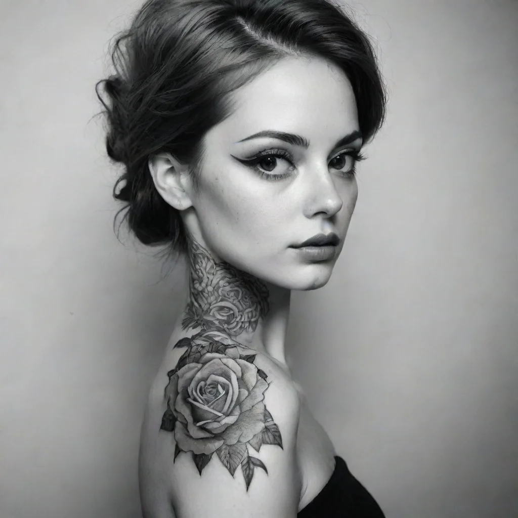 amazing fine line black and white tattoo old fashion awesome portrait 2