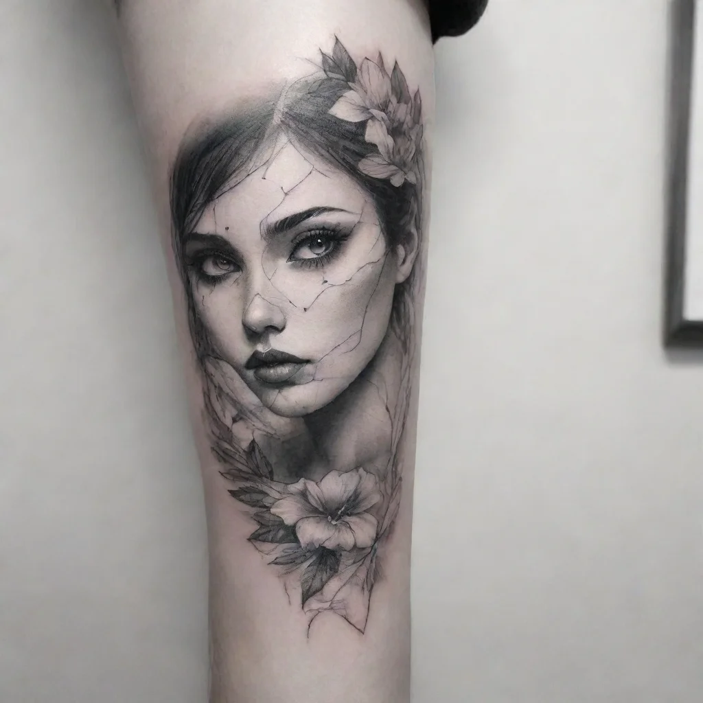  amazing fine line black and white tattoo poetry awesome portrait 2