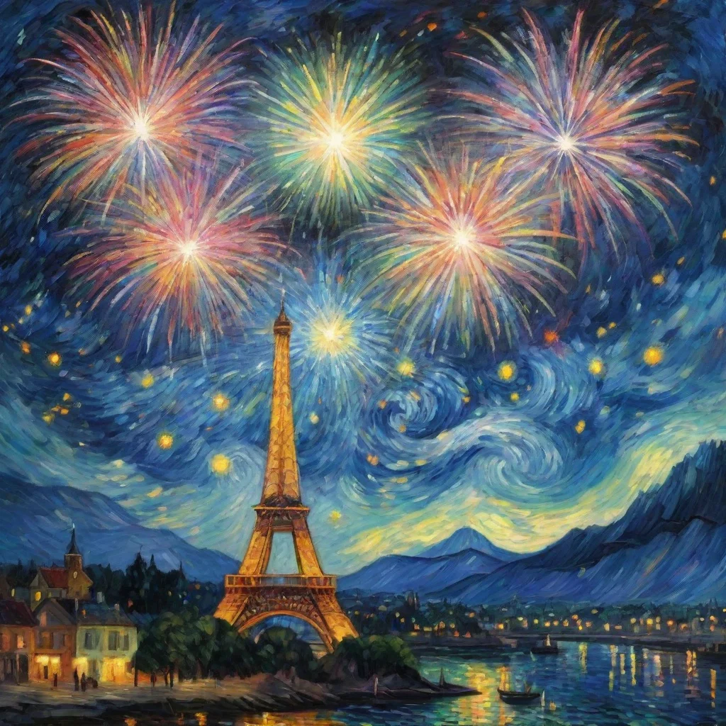 ai amazing fireworks in sky epic lovely artistic ghibli van gogh happyness bliss peacedetailed asthetic awesome portrait 2 
