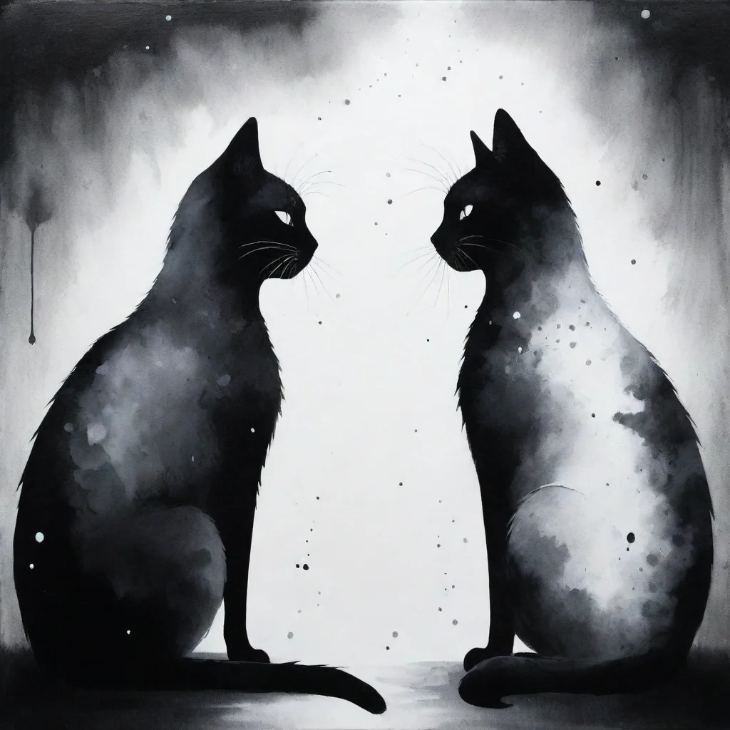  amazing flat shape illustration of two cats talking to each otherthe cats are clean flat black and white shapesbut the b