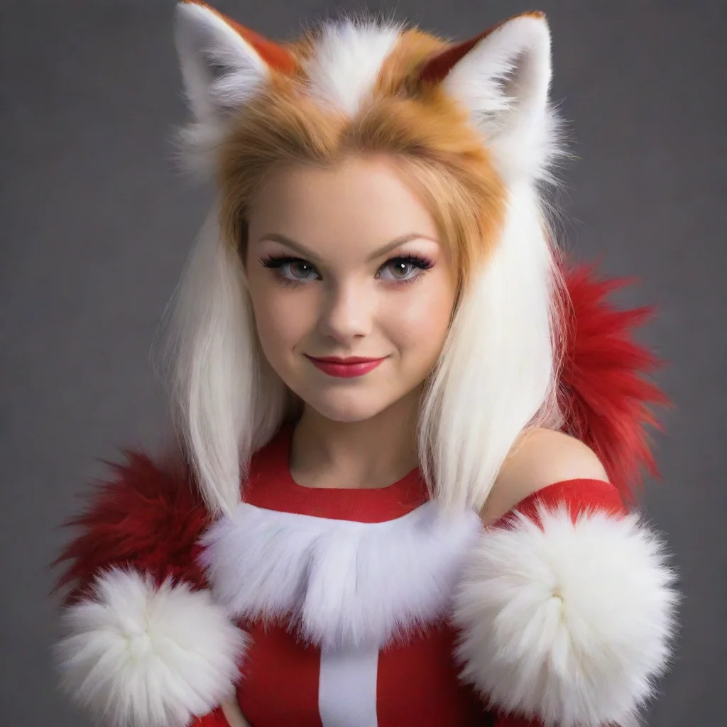 ai amazing fox furry cheerleader with red and white furawesome portrait 2