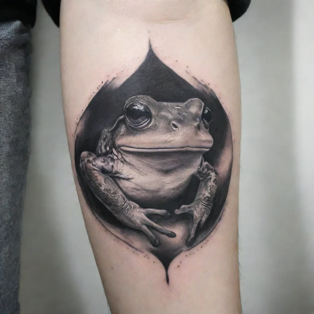 ai amazing frog fine line black and white tattoo awesome portrait 2