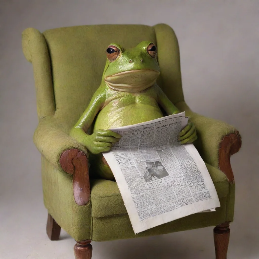 ai amazing frog sat in a chair reading the newspaperover time he fell asleep and finally fell awesome portrait 2
