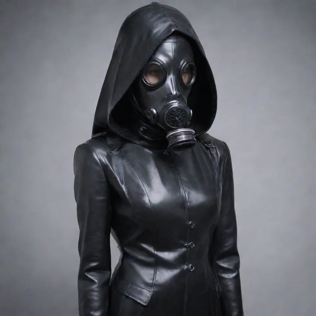  amazing full rubber gasmask girl long coat with hood awesome portrait 2