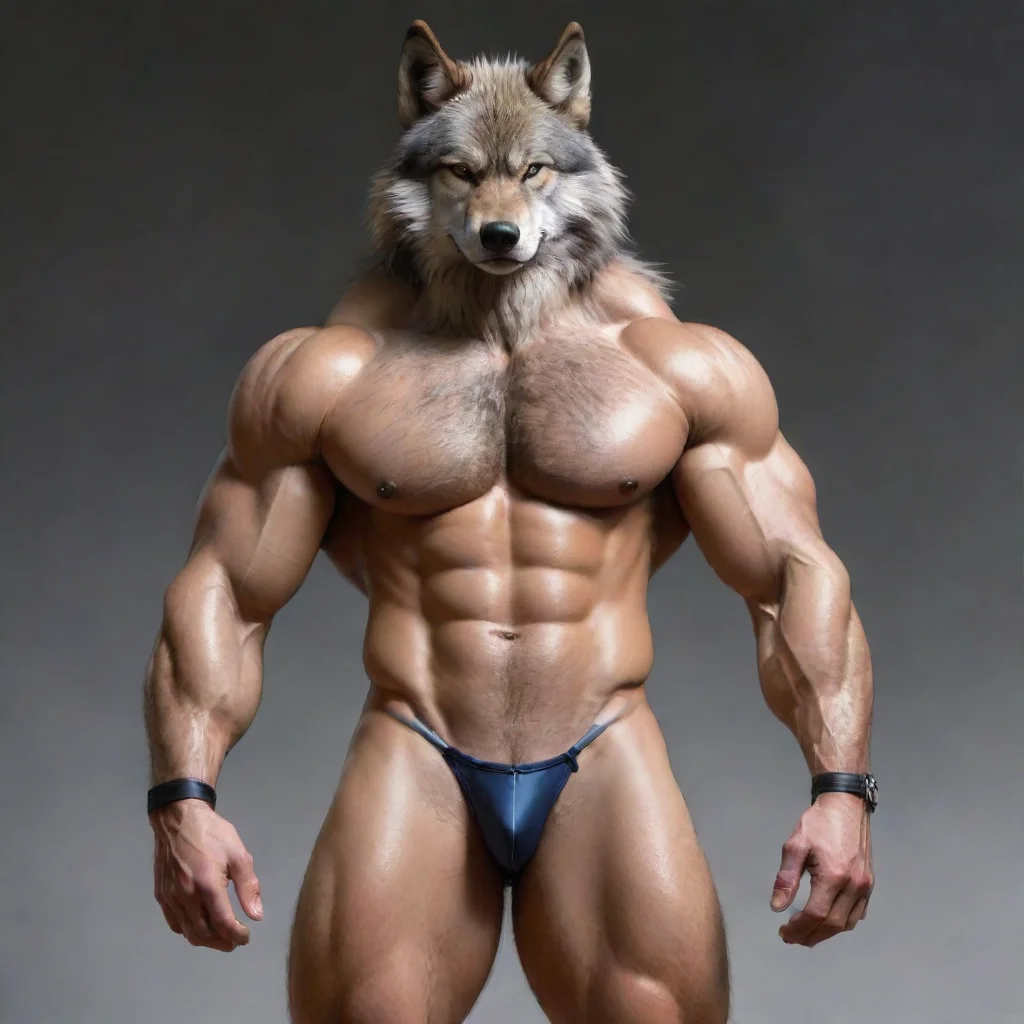 ai amazing furry muscular wolf with thongawesome portrait 2