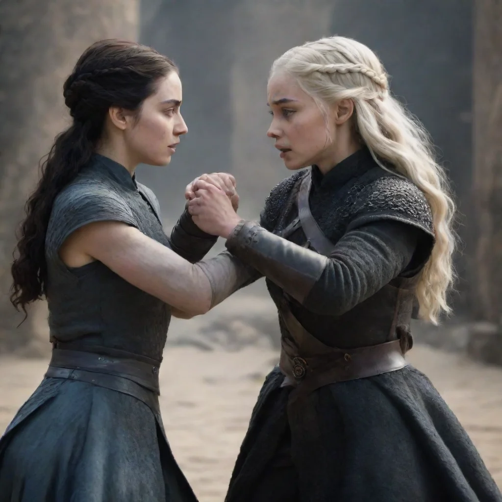 ai amazing game of throne scene about daenerys and arya fighting awesome portrait 2