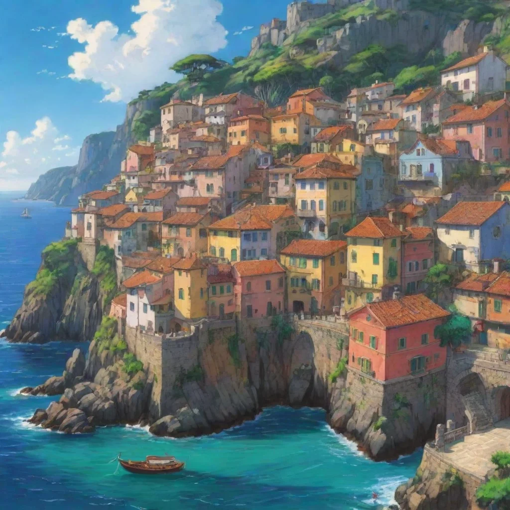 ai amazing ghibli anime portuguese coastal town hd aesthetic best quality with strong vibrant colors awesome portrait 2