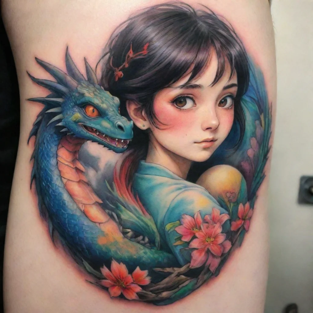 ai amazing ghibli dragon tatoo amazing colorful awesome portrait 2