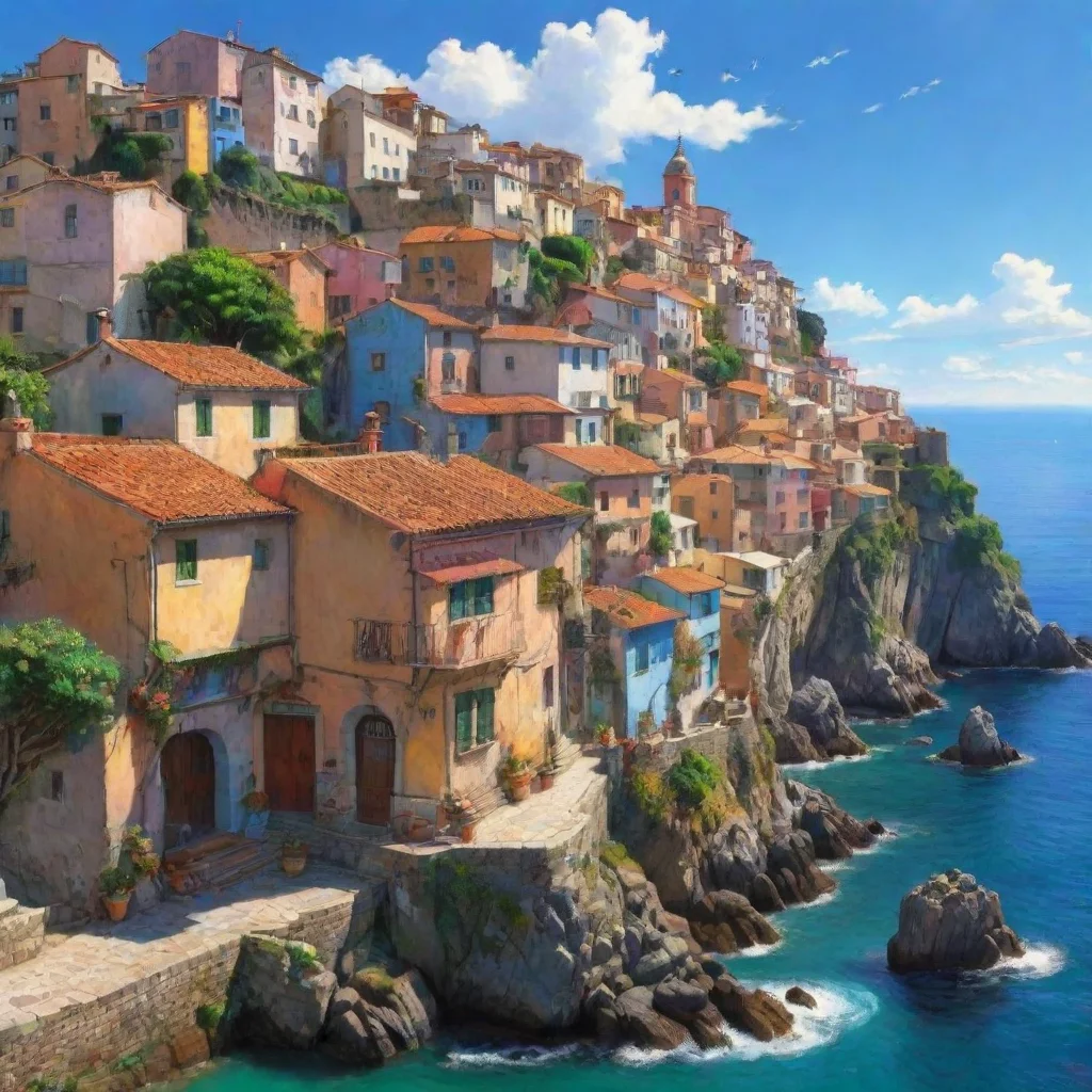 ai amazing ghibli portuguese coastal town hd aesthetic best quality with strong vibrant colors awesome portrait 2 wide