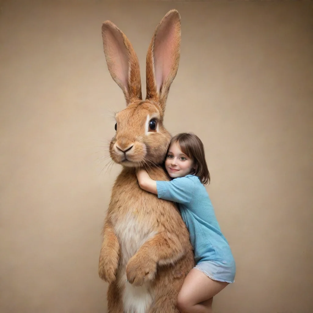 ai amazing giant anthro rabbit holding a person awesome portrait 2