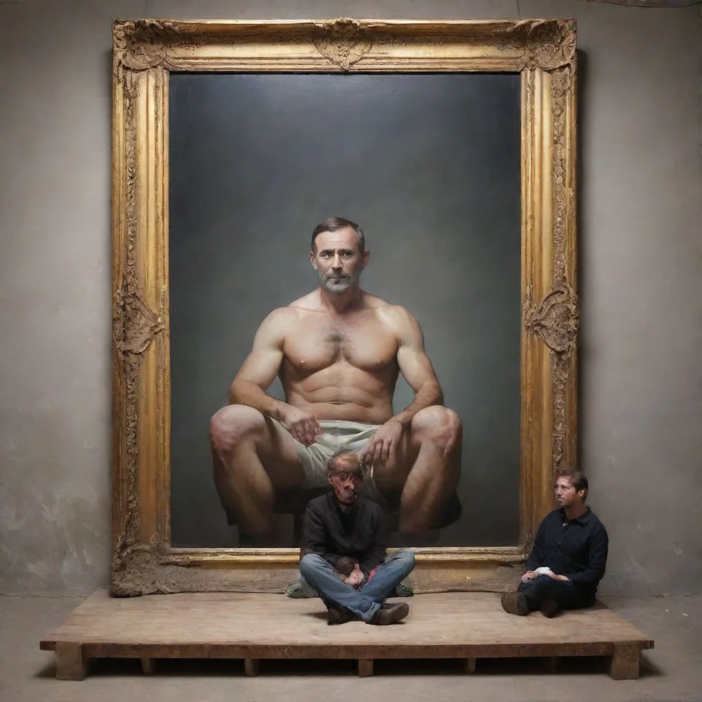 ai amazing giant man sitting on tiny awesome portrait 2