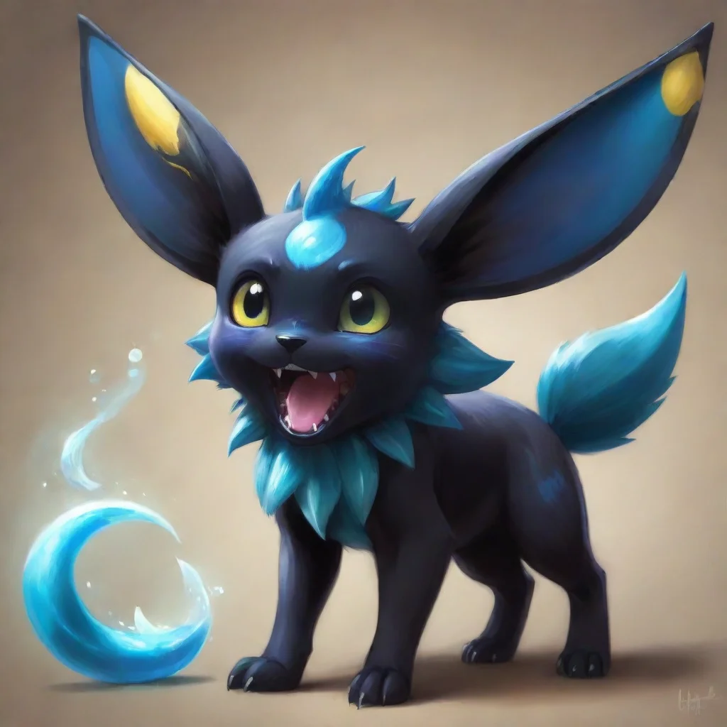 ai amazing gigantic umbreon with an open maw and a tiny vaporeon in its mouth awesome portrait 2