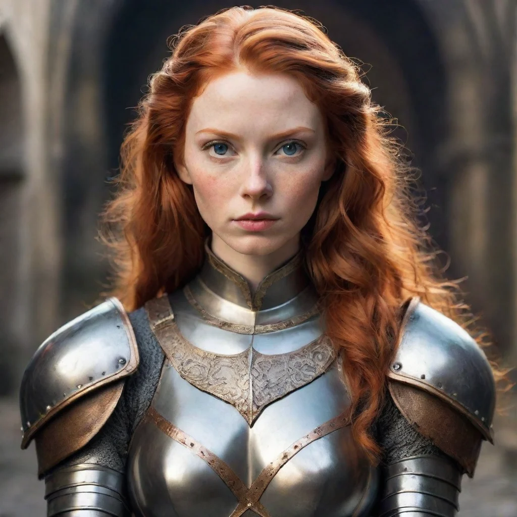 ai amazing ginger superhero woman skin tight medieval armor awesome portrait 2