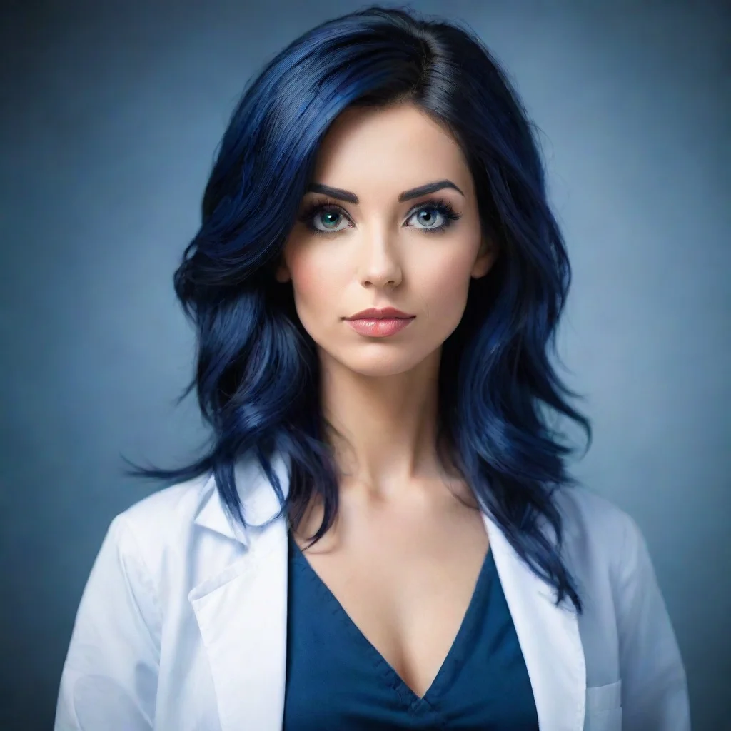  amazing girl doctor mid length dark blue hair beautifulawesome portrait 2 tall