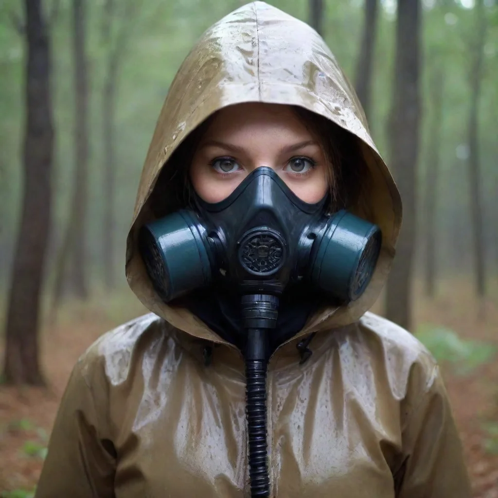 amazing girls with rainwearhood and gasmask awesome portrait 2