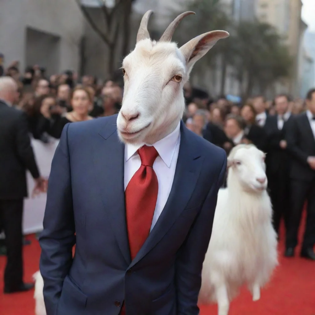 amazing goat in suit red carpet but also as a goat human and goat character elon awesome portrait 2