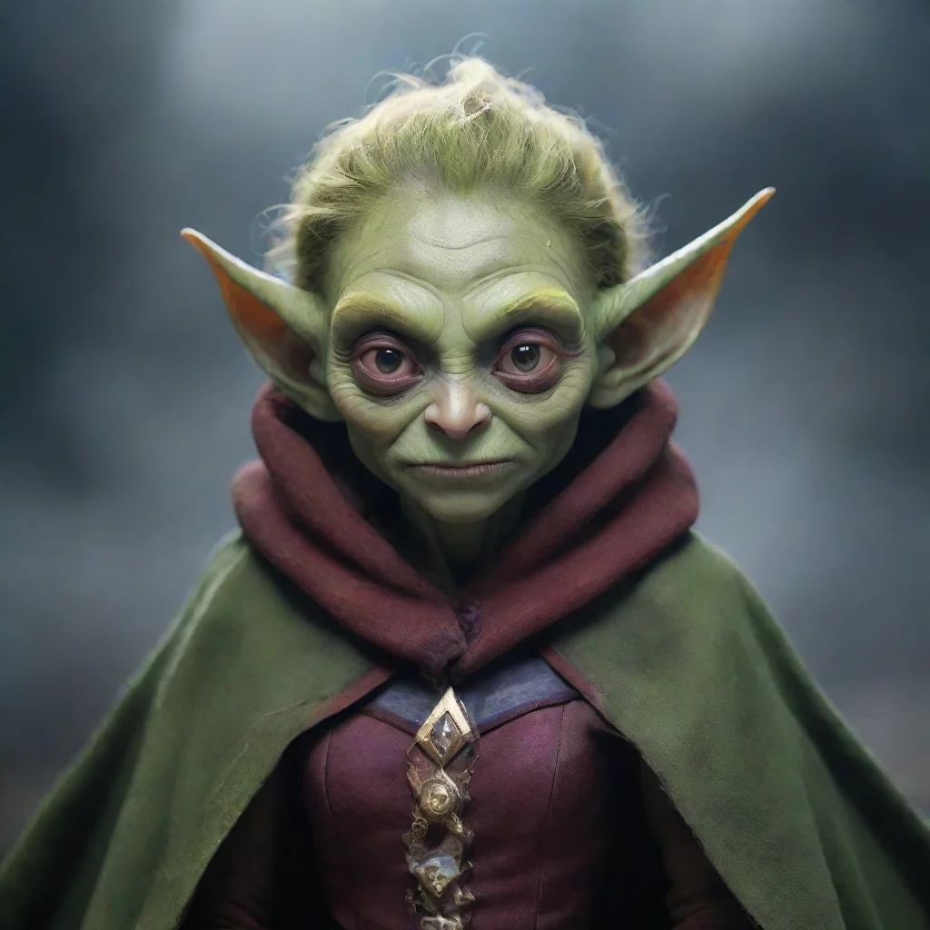 ai amazing goblin sorcerress in magical cape awesome portrait 2
