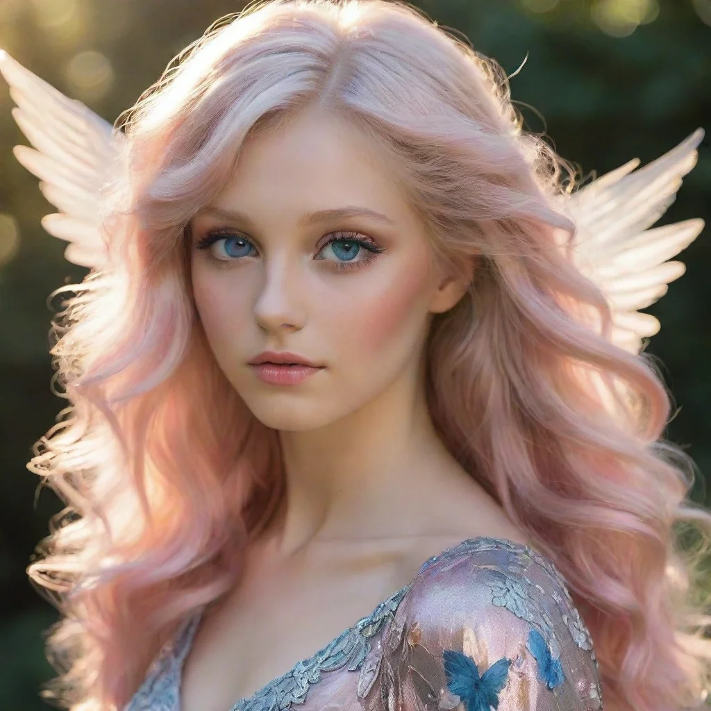 ai amazing golden hair that shimmers in the sunlightand my wings are a delicate shade of pink with silver flecksmy eyes are