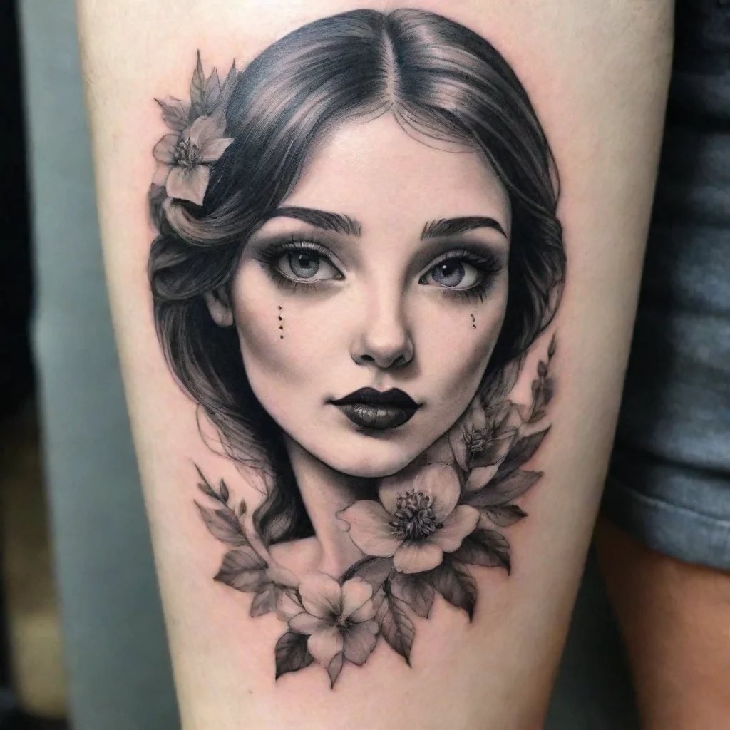  amazing goosberry white and black fine line tattoo awesome portrait 2