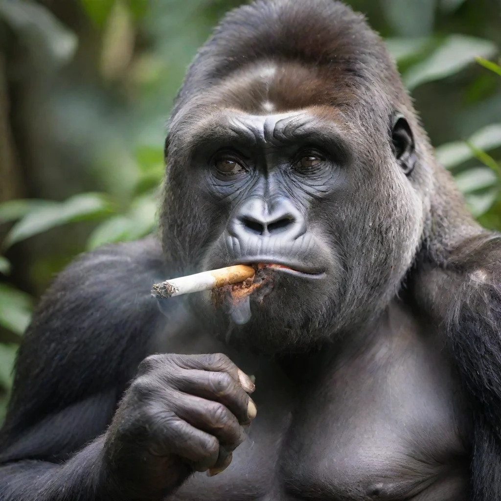 ai amazing gorilla smoking a joint awesome portrait 2
