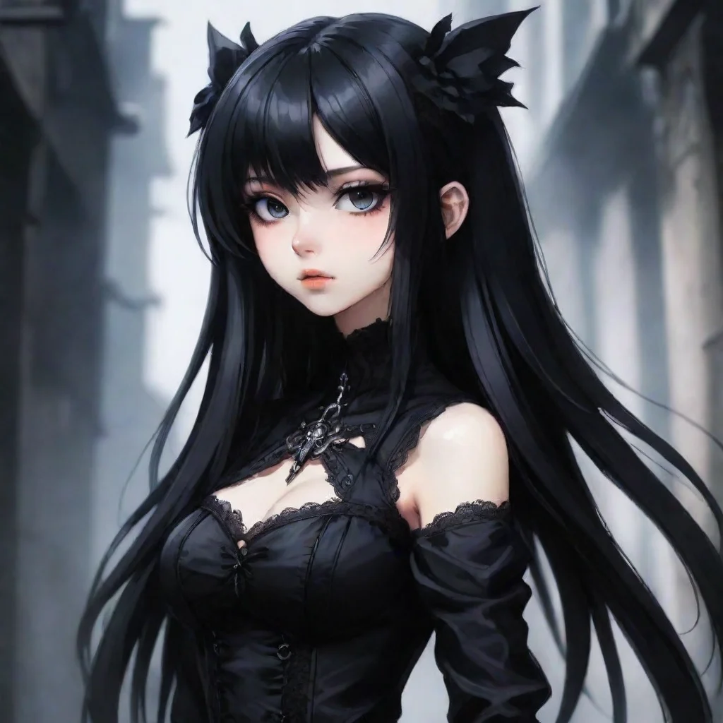 ai amazing goth anime girl awesome portrait 2 tall